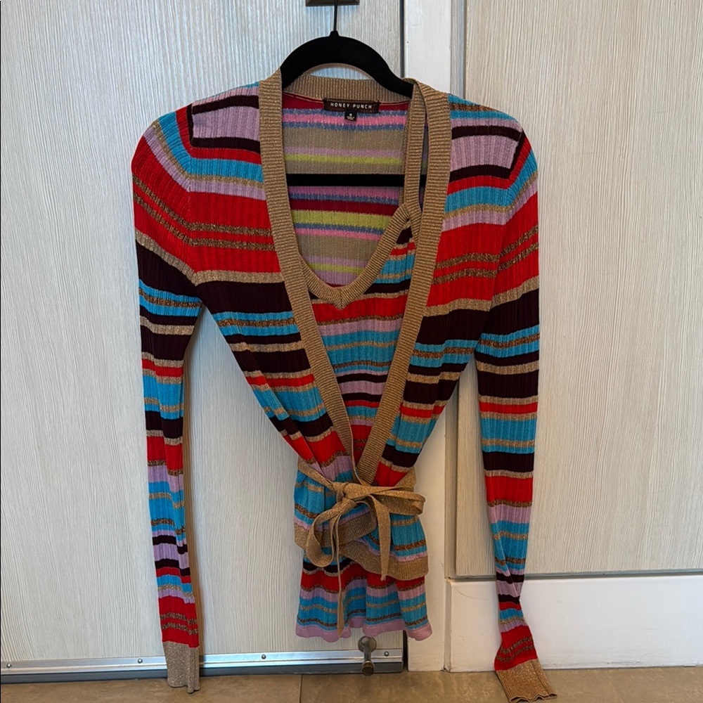 Multicolor Striped Wrap Top